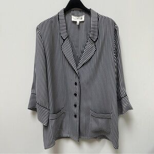 The GREAT black and white oversized silk top - 0